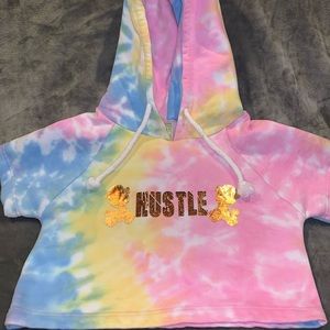 Tie dye “Hustle” crop top